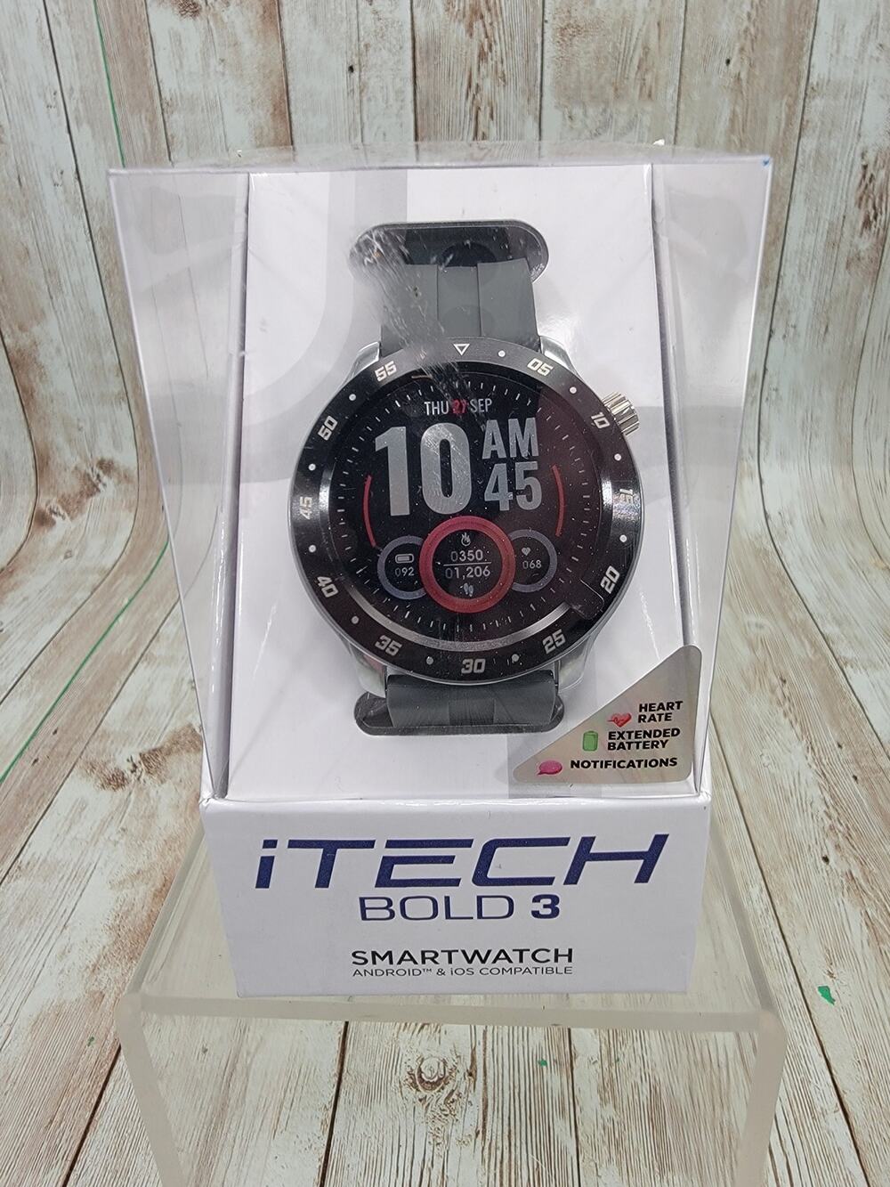 iTech Bold 3 Unisex Adult Smart Watch, Dark Grey, Silicone Strap